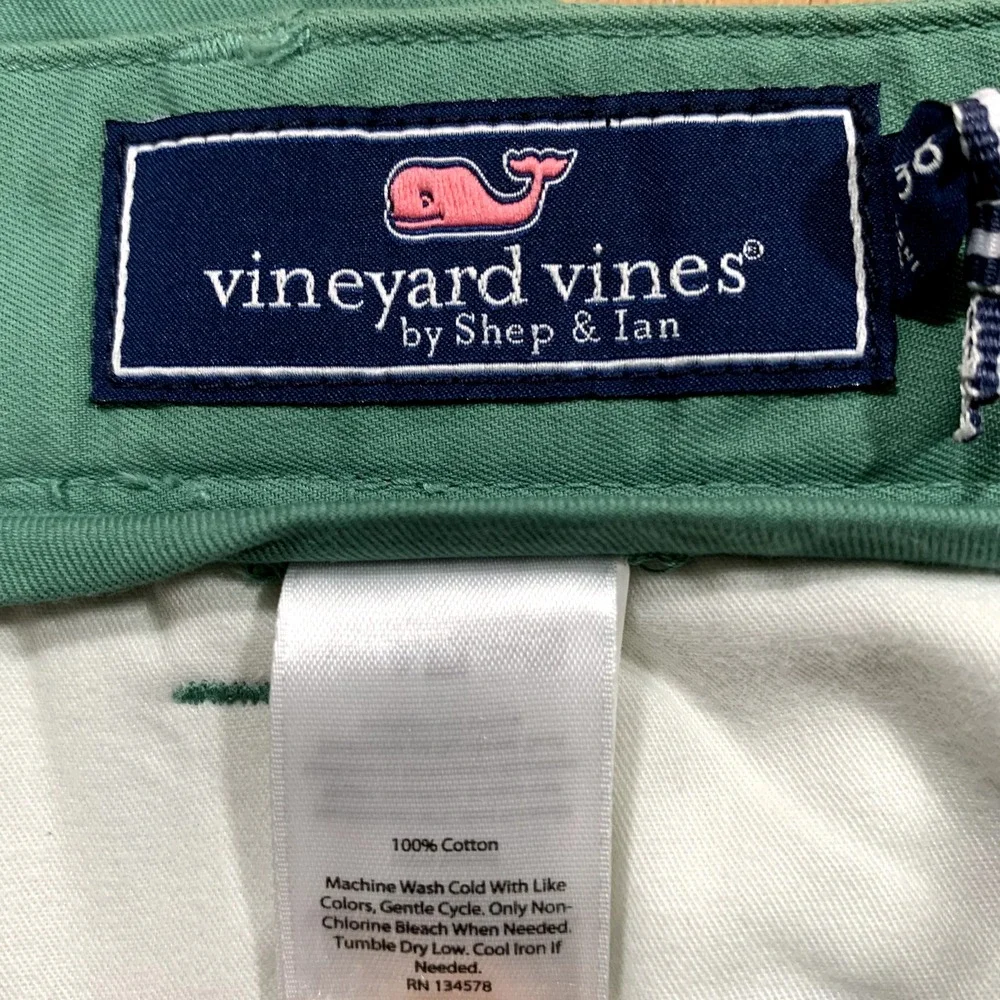 Vineyard Vines Shorts Mens 38 Green Flat Front Chino Classic Golf